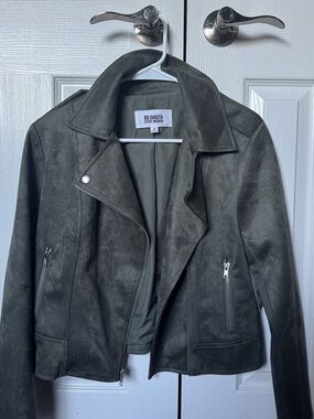 BB Dakota Olive Faux-Suede Moto Jacket
